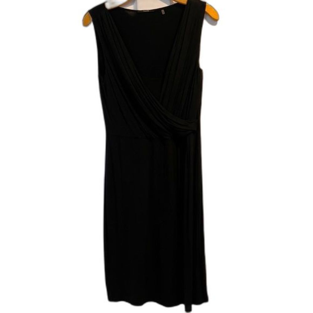 Tahari Women’s Black Wrap Knit Sleeveless Career Dress Gathered Size Medium